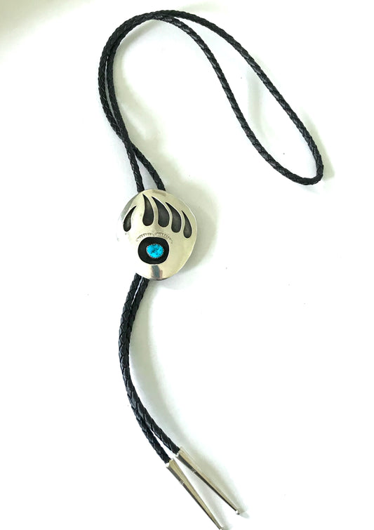 Bear claw sterling silver bolo