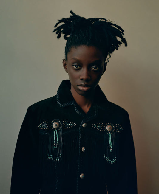 Suede fringed black jacket