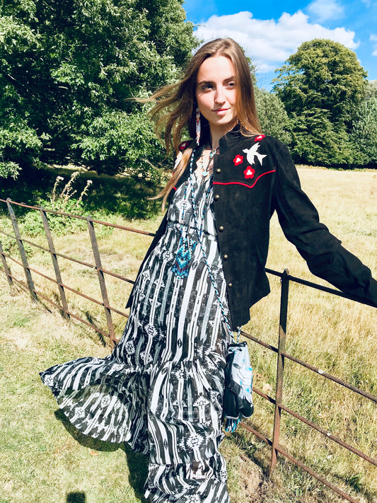 Jessie western brand black and white dress