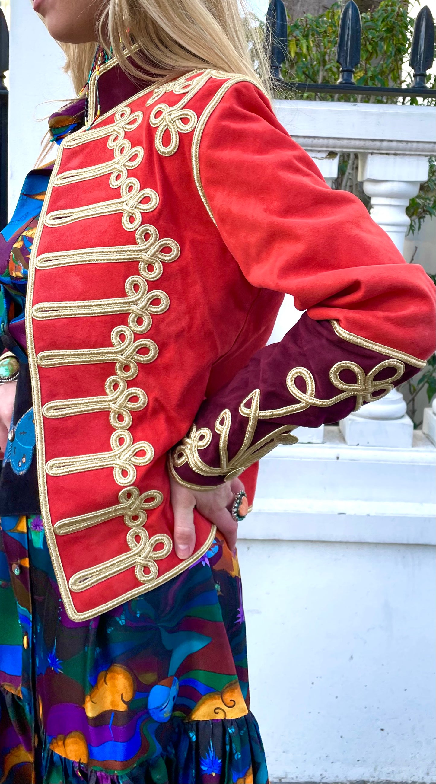 Jessie Western Red / burgundy military jacket .