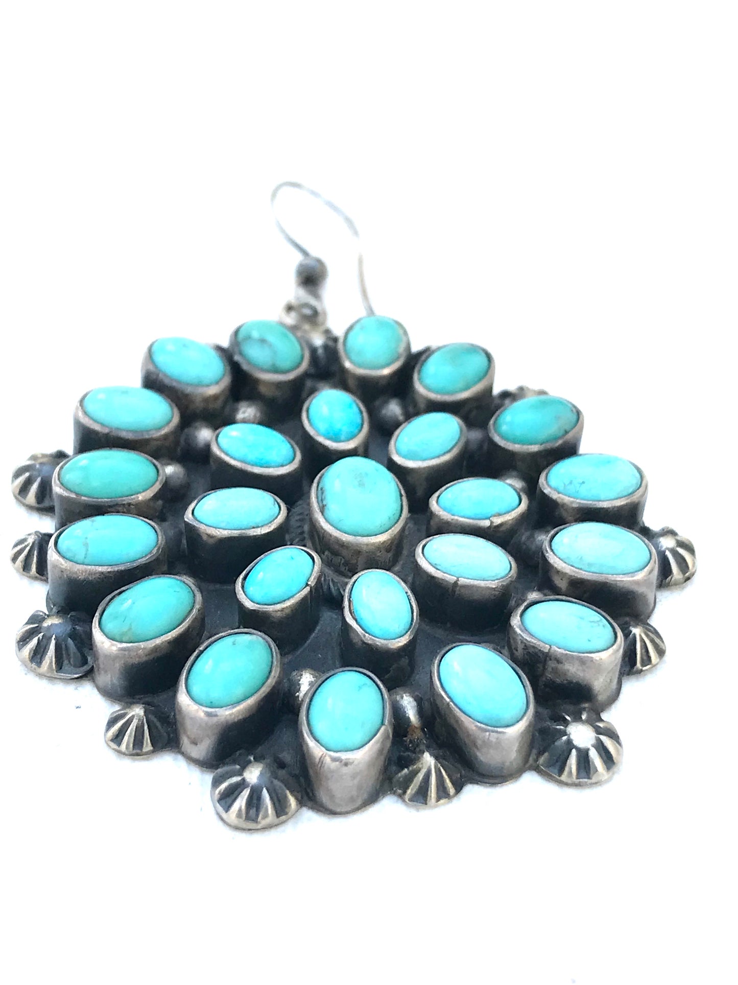 Amazing Navajo turquoise large earrings