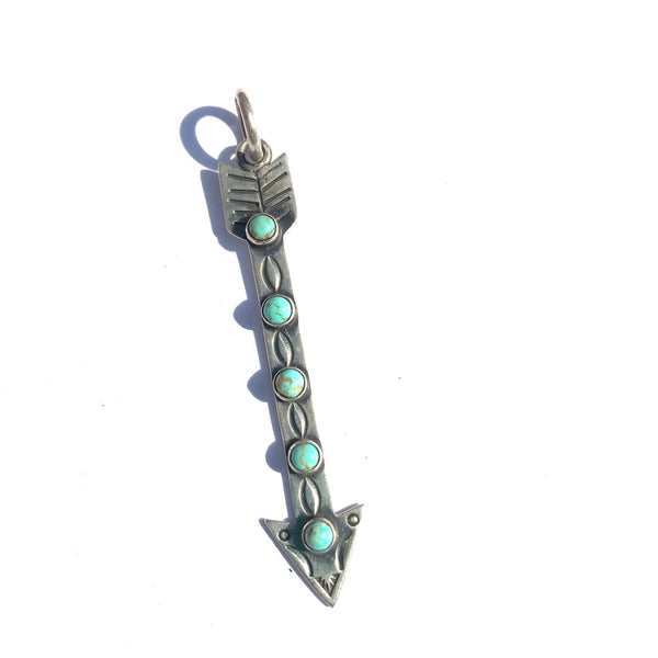 Arrow charm with turquoise sterling silver