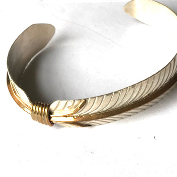 Feather sterling silver / 18k gold bracelet