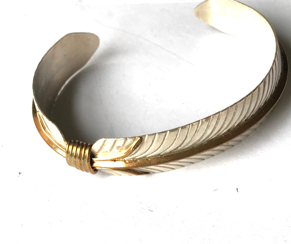 Feather sterling silver / 18k gold bracelet