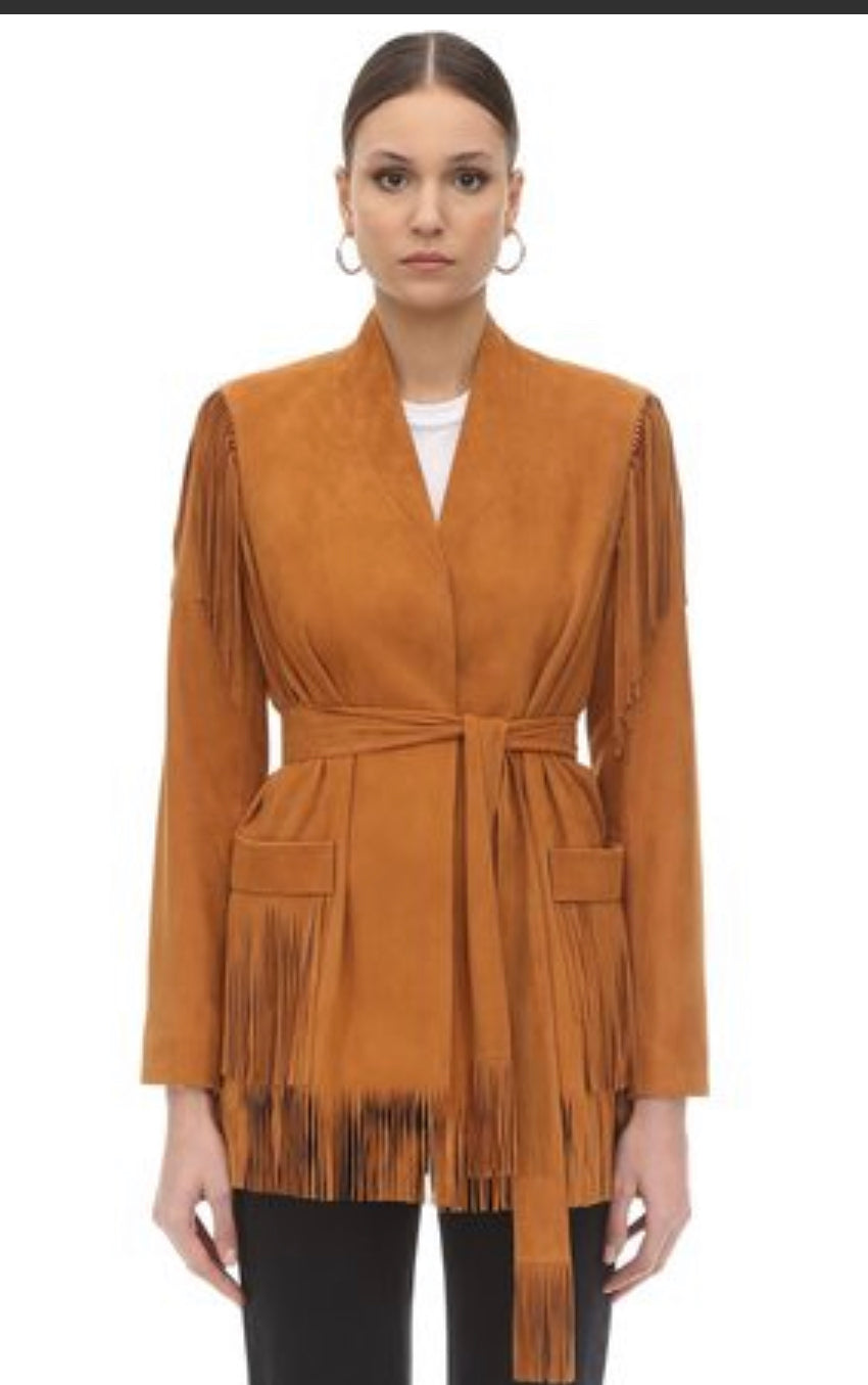 Soft suede fringed jacket
