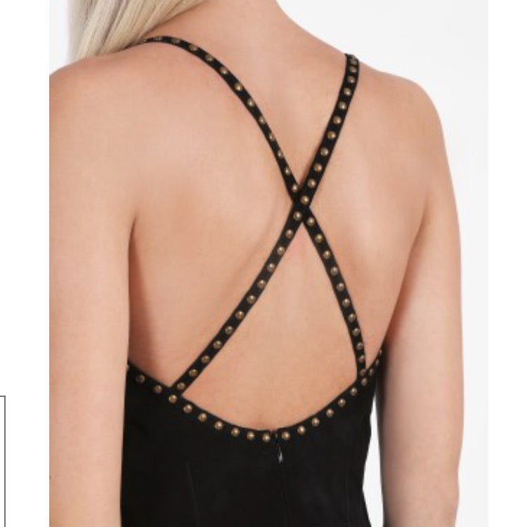 Suede fringed long dress