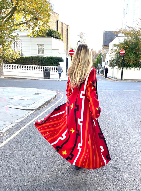 New red blanket coat