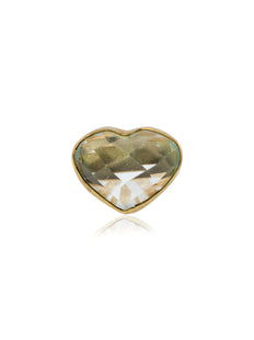 18k yellow gold aquamarine heart stud earring