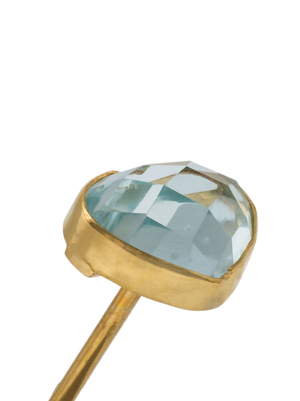 18k yellow gold aquamarine heart stud earring