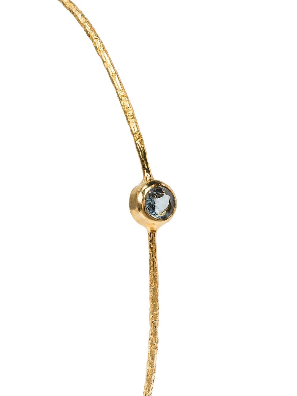Large yellow gold hoop aquamarine earring