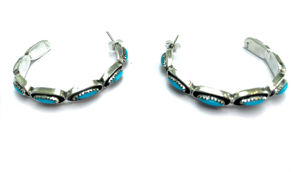Zuni turquoise special edition hoop earring