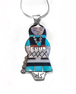 Zuni Inlay Cornmaiden Pendant