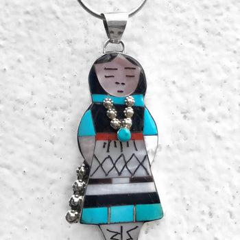 Zuni Inlay Cornmaiden Pendant