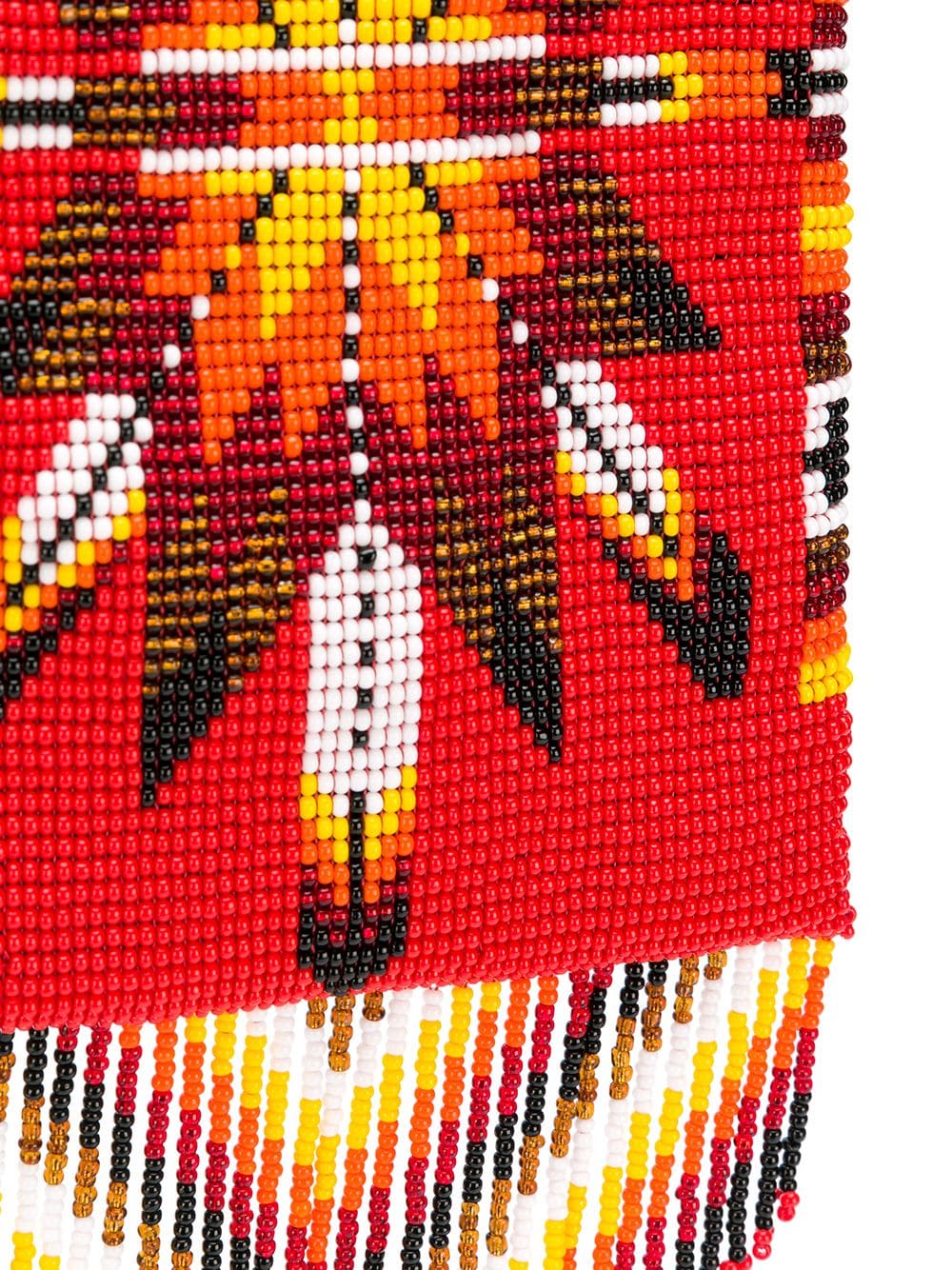 Red Morning Star Beaded Crossbody Fringed Bag