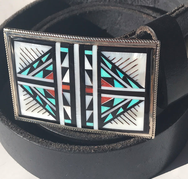 Zuni inlaid belt buckle