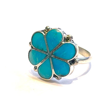 Ring Turquoise zuni flower ring