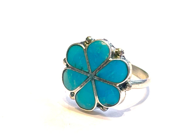 Ring Turquoise zuni flower ring