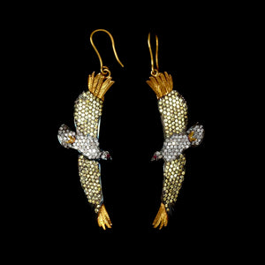 Soaring Eagle Earrings in Yellow Sapphire & Diamonds