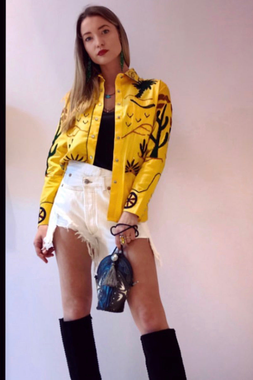 Yellow cactus shirt. Size L ladies