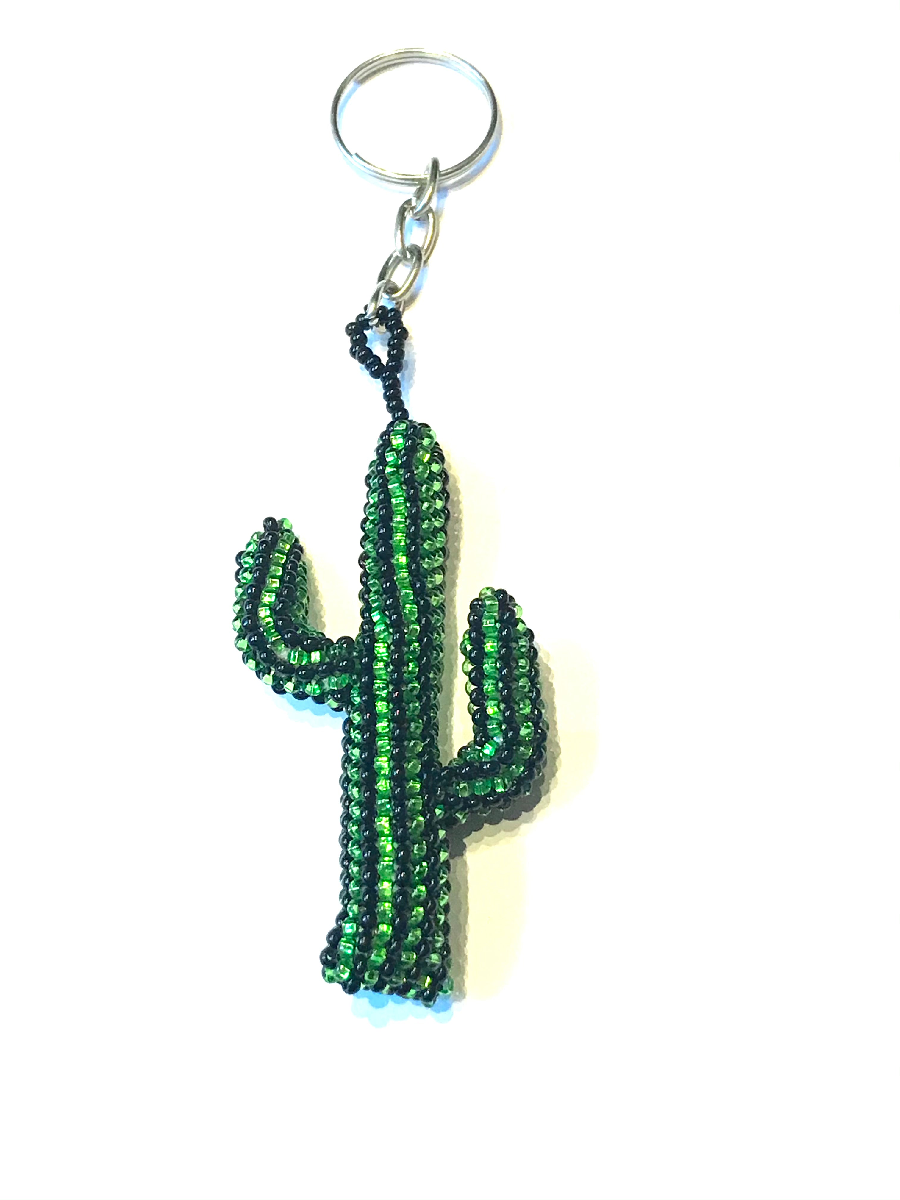 Hand beaded key ring cactus