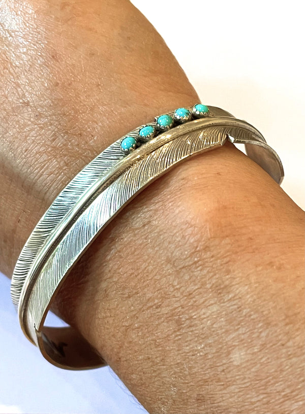 Sterling silver feather bracelet