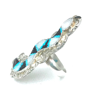 Snake ring mother of pearl and turquoise ring