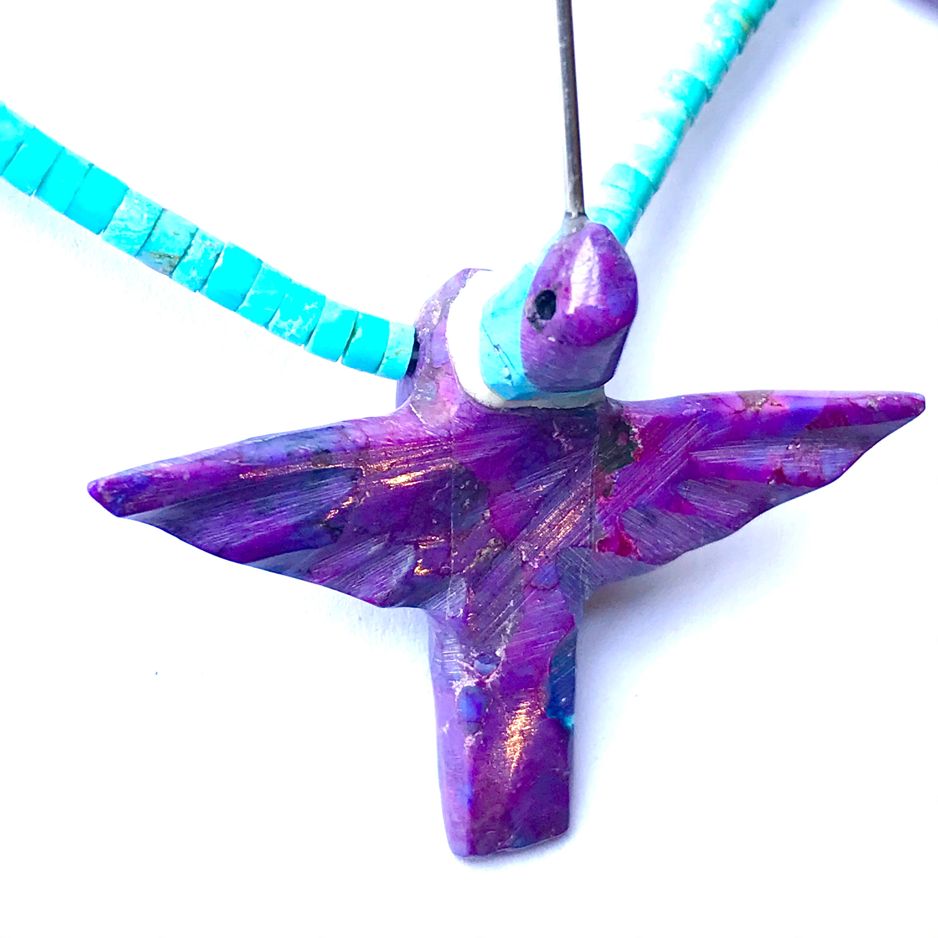 sugalite  purple  humming bird  power animal necklace
