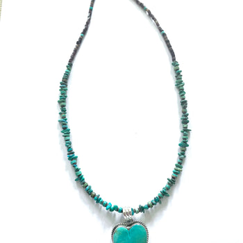 Turquoise green necklace & heart pendent