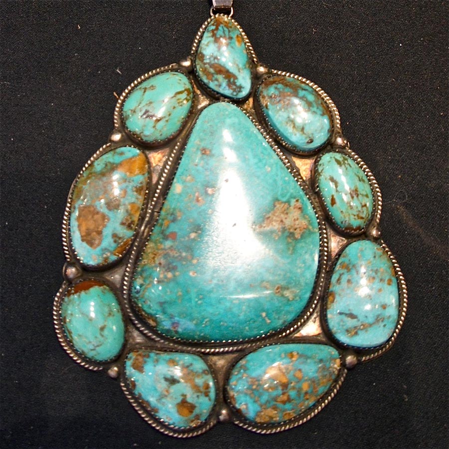 Navajo 1950s Pendant Morenci Nugget Turquoise
