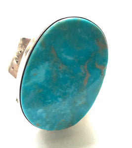Oval adjustable large stone ring