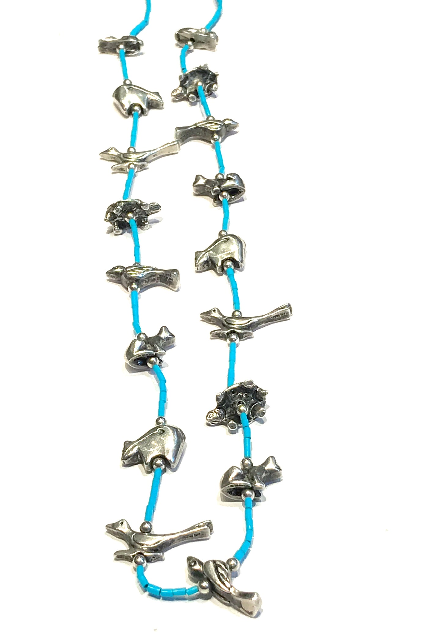 Vintage amazing silver &  turquoise power animal necklace