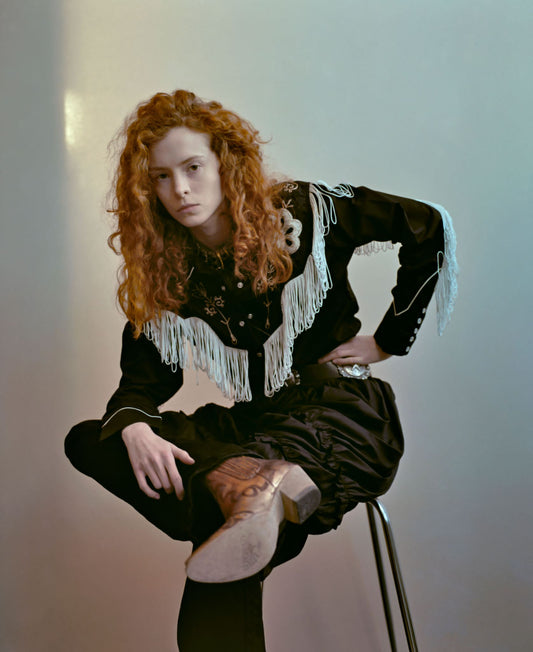 Black and white fringed shirt