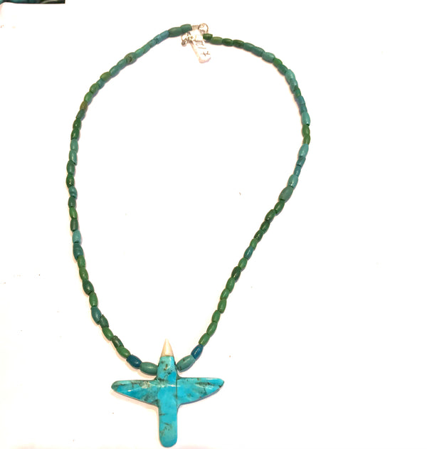 Turquoise and vintage Navajo trade beads necklace