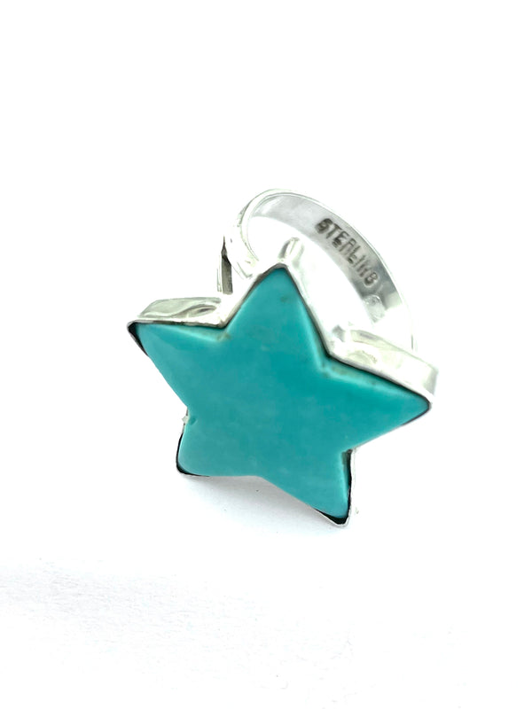 Star ring sterling silver and turquoise