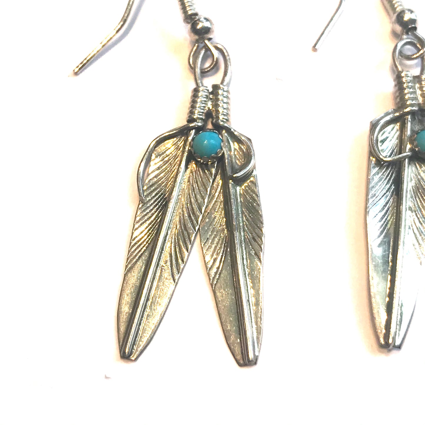 Sterling silver feather earrings