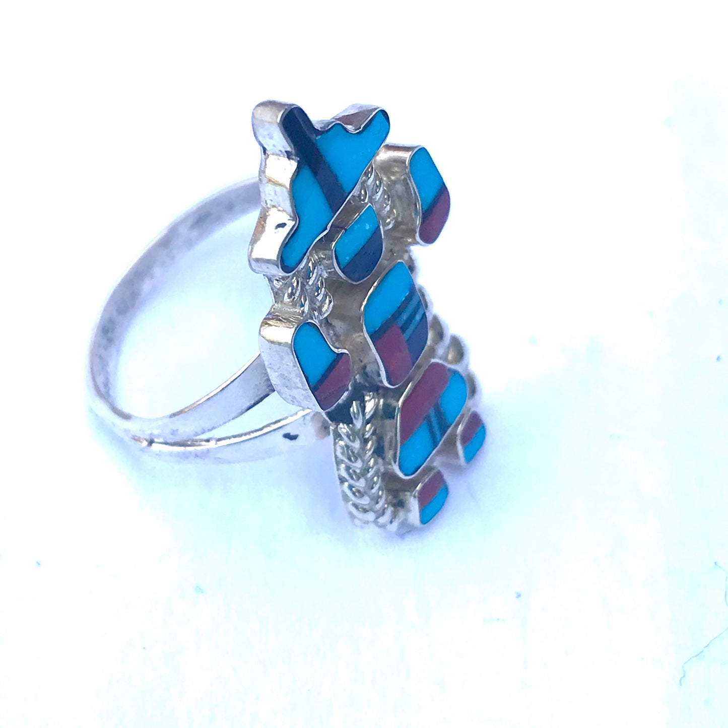 Sterling silver ring Zuni katchina dancing ring