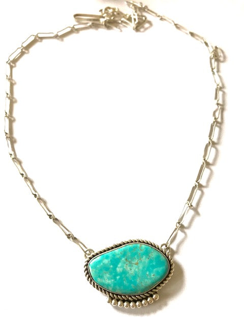 Turquoise Navajo necklace -hand made chain Navajo chain