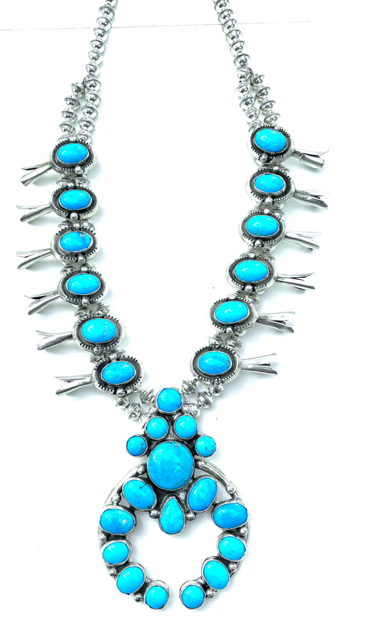 sleeping beauty squash blossom necklace