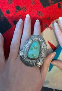 Emerald Turquoise Double Stone Ring