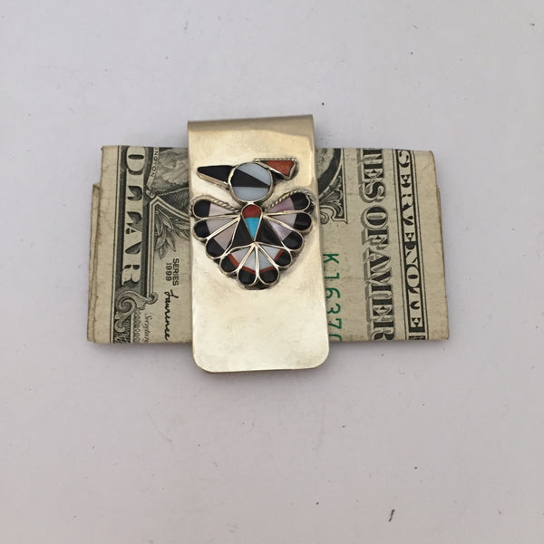 Money clip with sterling silver inlaid eagle