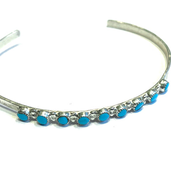 Zuni needlepoint sleeping beauty turquoise bracelet