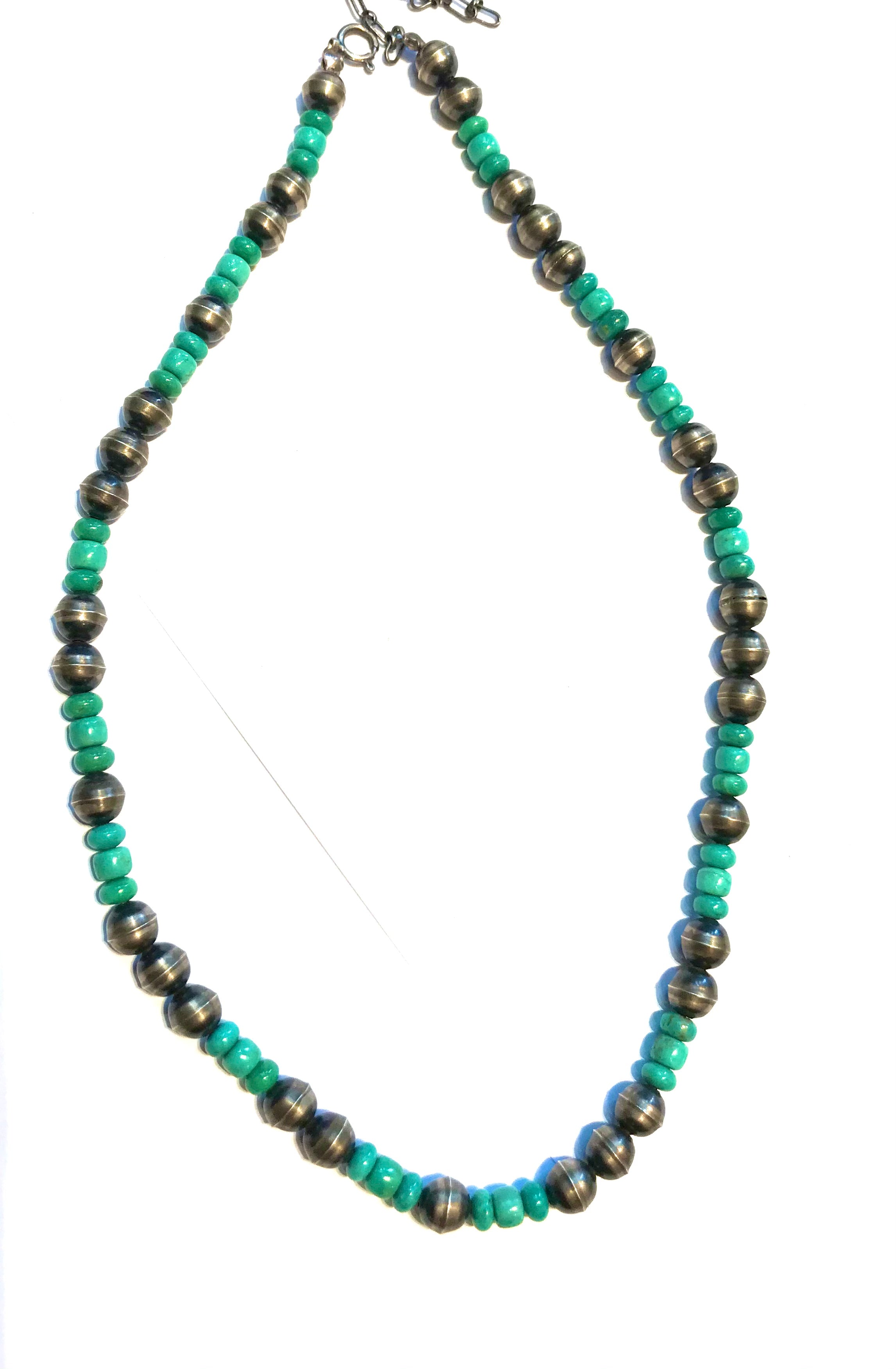 Navajo hand made turquoise bead necklace 16 inch