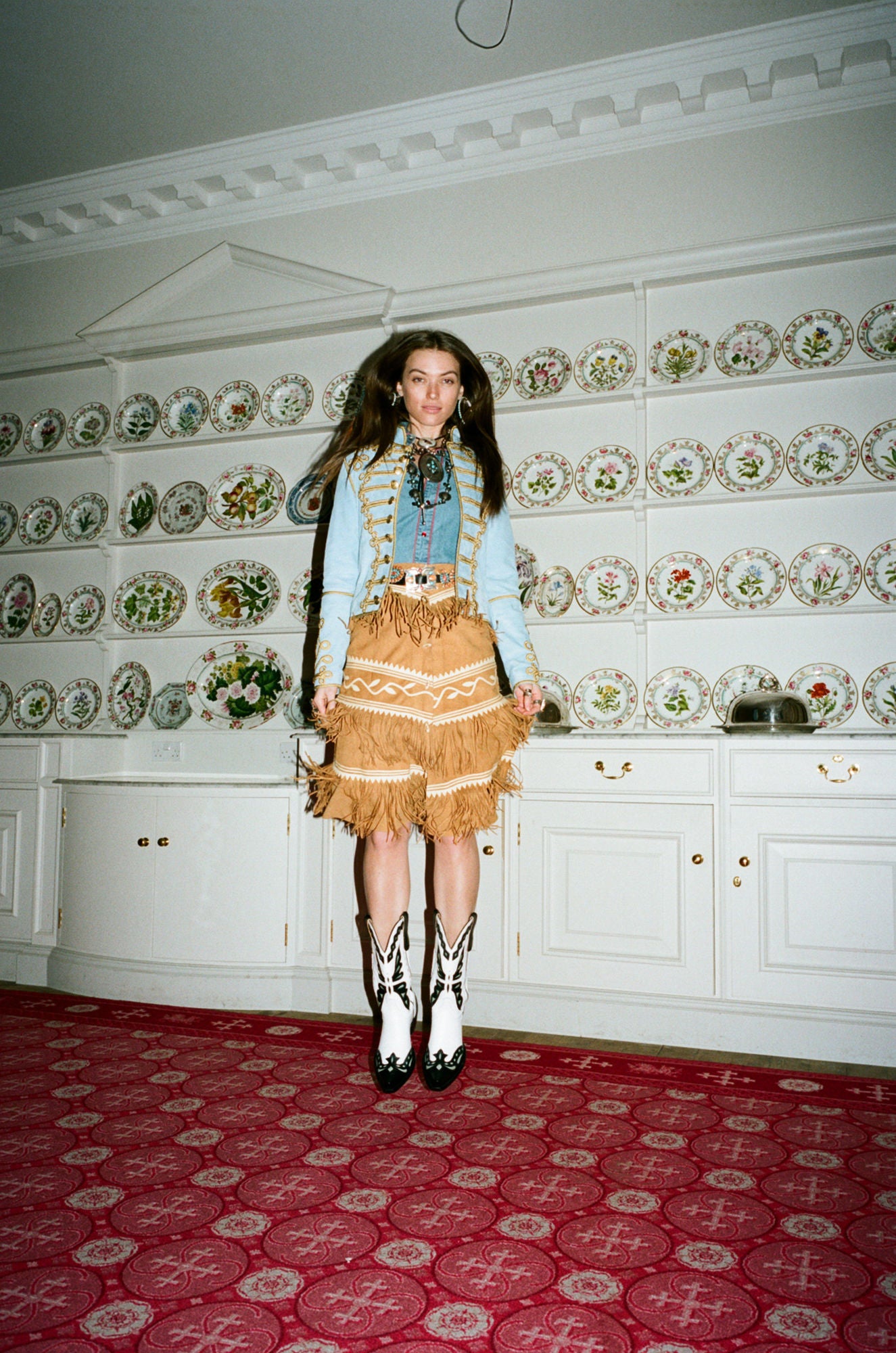 Jessie western brocade Military jacket pale blue.