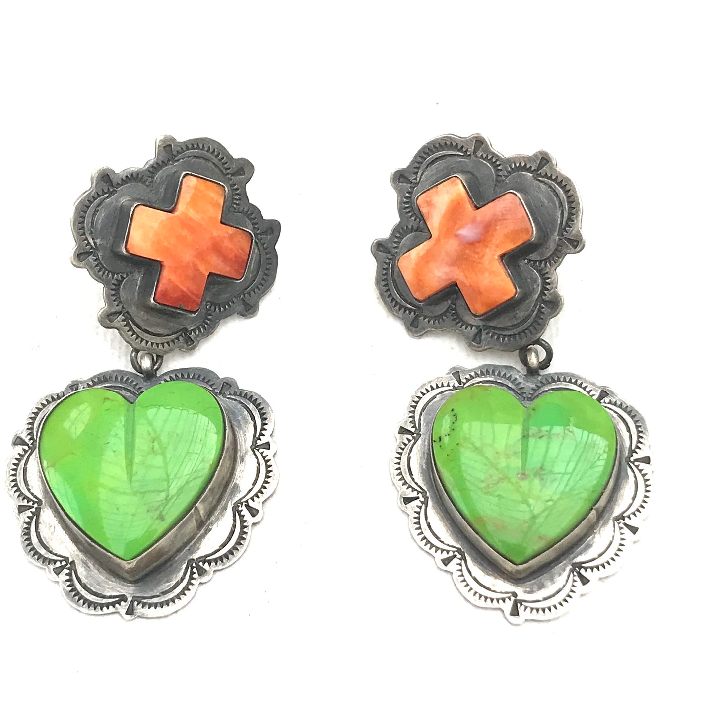 Heart earrings ,Sterling silver spiny and gaspiate earrings