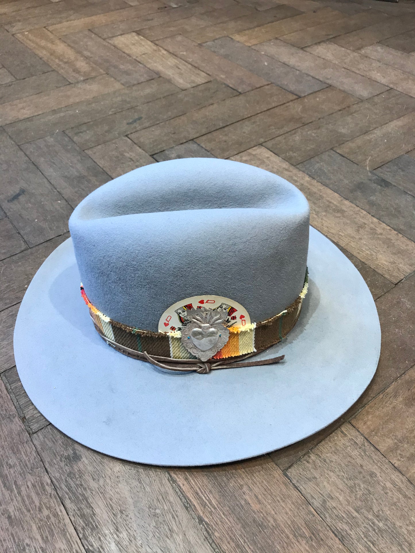 Grey custom made hat
