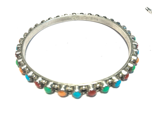 Multi stone Navajo bangle