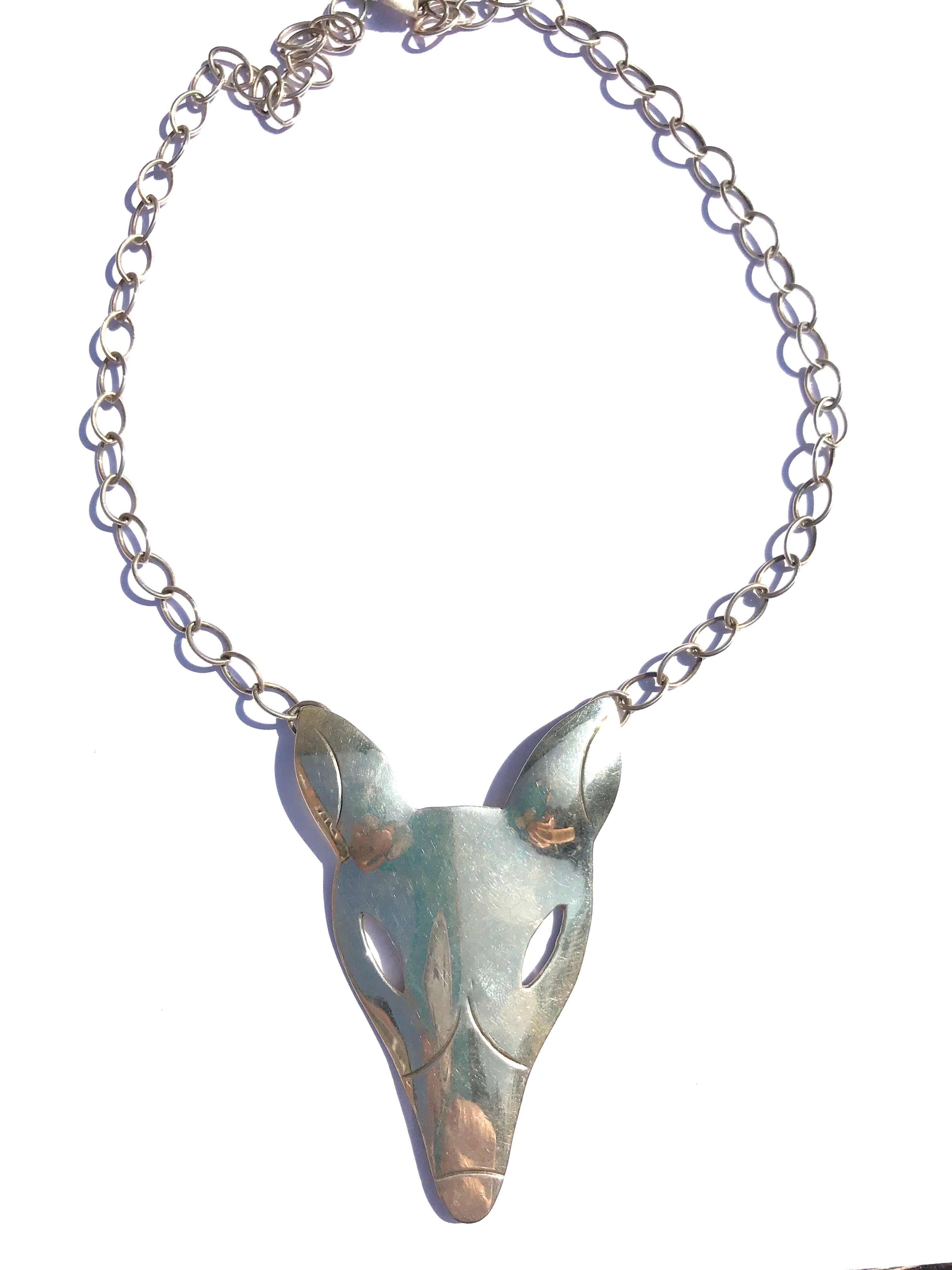 Sterling silver wolf necklace Navajo made