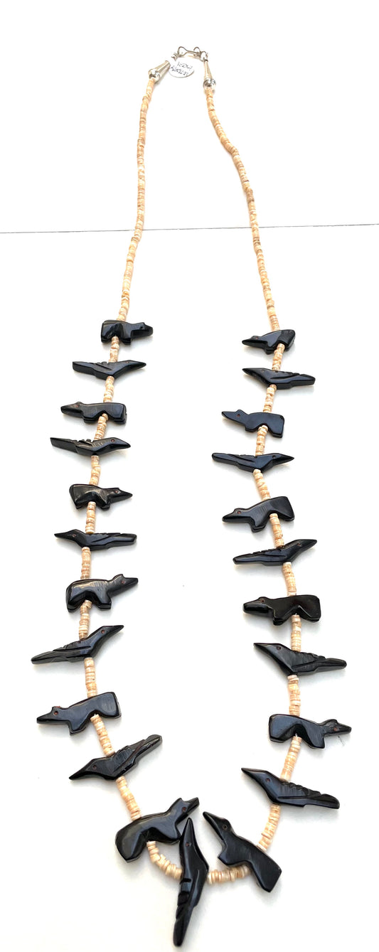Jet Bear / bird power animal necklace