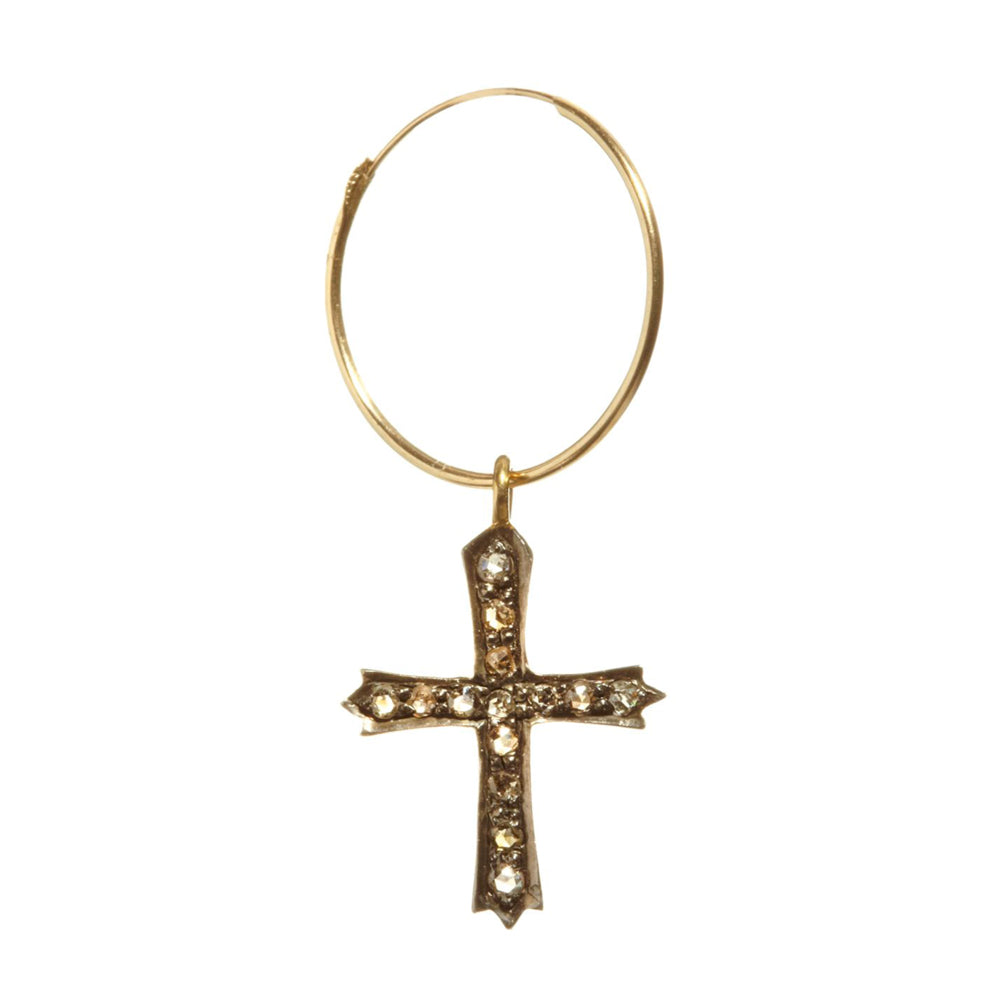 Diamond Cross Hoop Earring