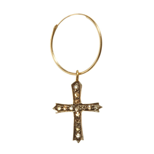 Diamond Cross Hoop Earring